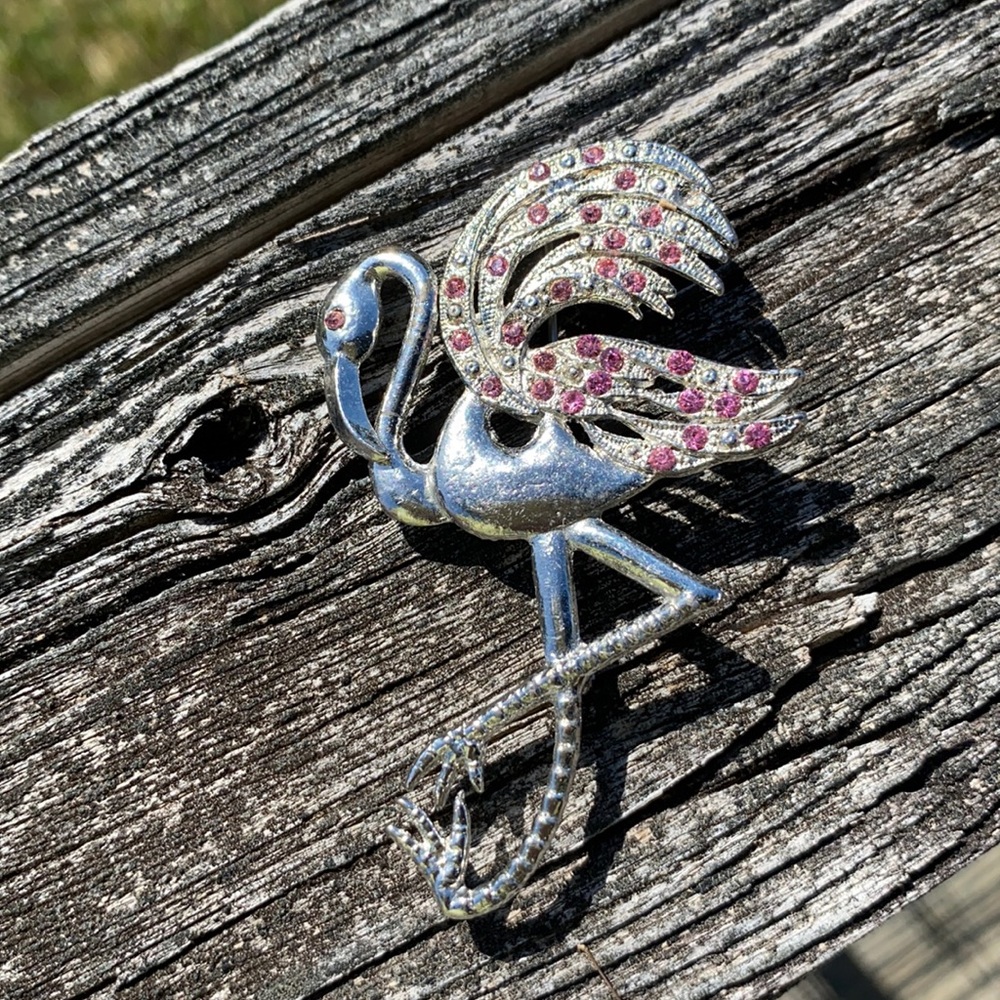 Silver Flamingo Pin
